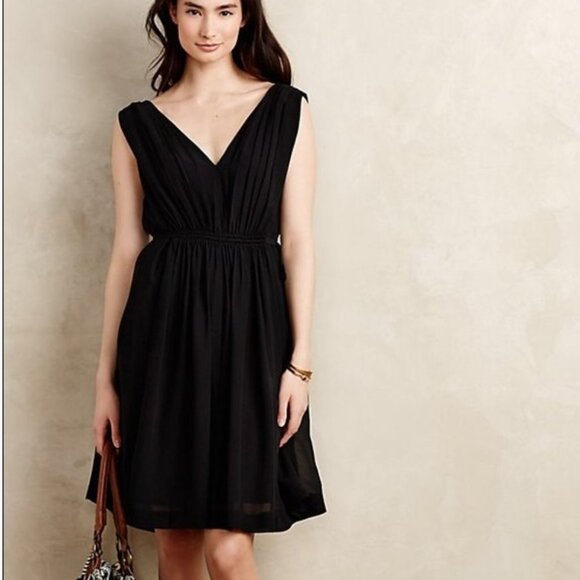 Anthropologie HD in Paris Sheer Flowy Black Dress | Size 4 - Picture 1 of 10